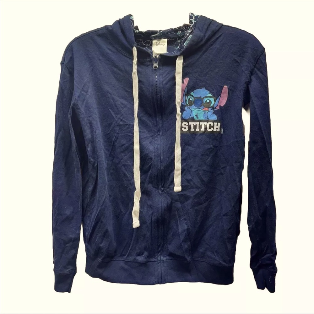 Women’s Small Disney Lilo & Stitch Blue Reversible Hoodie Stitch in Glasses
